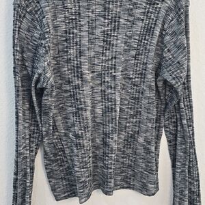 Knox Rose Blue/Green and White Textured Knit Turtleneck Sweater